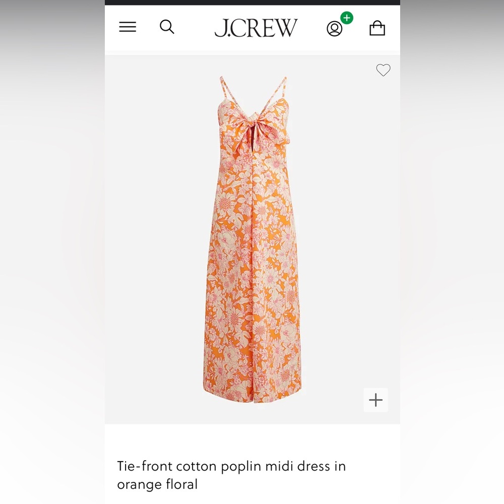 NWT J. Crew Tie Front Cotton Poplin Midi Dress